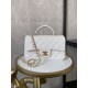 Replica Mini Borsa con Patta in Pelle di Vitello Granata con Manico Superiore AS2431 Bianco