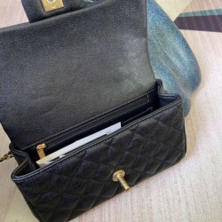 Replica Mini Borsa con Patta in Pelle di Vitello Granata con Manico Superiore AS2431 Nero