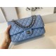 Replica Borsa con patta classica A1112 Hardware in argento blu
