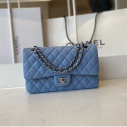 Replica Borsa con patta classica A1112 Hardware in argento blu