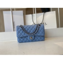 Replica Borsa con patta classica A1112 Hardware in argento blu