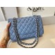 Replica Borsa con patta classica A1112 Hardware in argento blu
