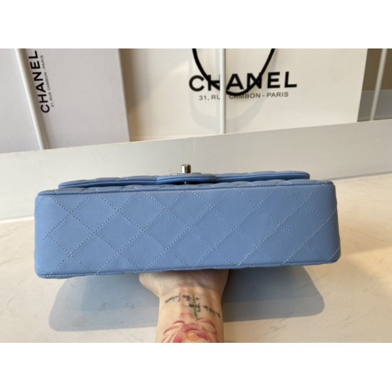 Replica Borsa con patta classica A1112 Hardware in argento blu