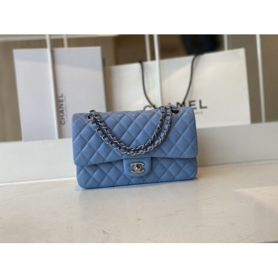 Replica Borsa con patta classica A1112 Hardware in argento blu