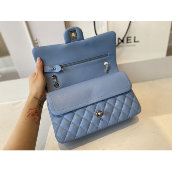 Replica Borsa con patta classica A1112 Hardware in argento blu