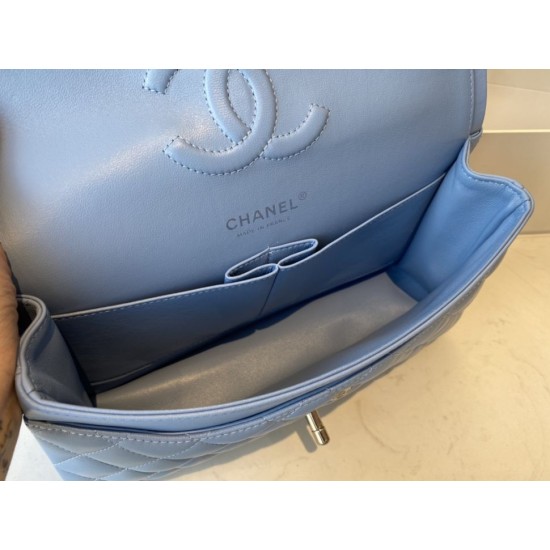Replica Borsa con patta classica A1112 Hardware in argento blu