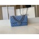 Replica Borsa con patta classica A1112 Hardware in argento blu