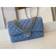 Replica Borsa con patta classica A1112 Hardware in oro blu