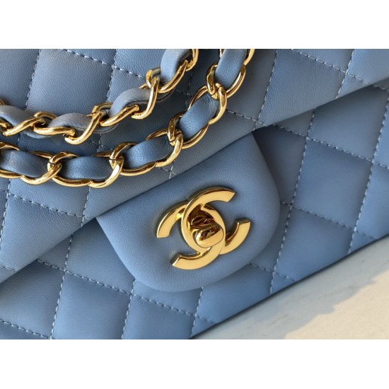 Replica Borsa con patta classica A1112 Hardware in oro blu