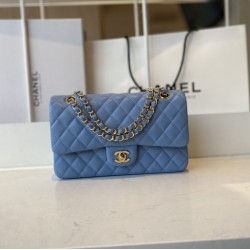 Replica Borsa con patta classica A1112 Hardware in oro blu