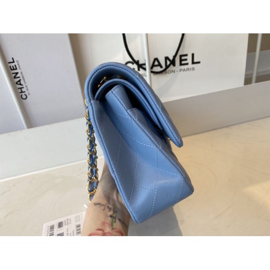 Replica Borsa con patta classica A1112 Hardware in oro blu