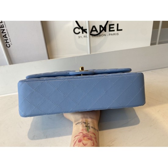 Replica Borsa con patta classica A1112 Hardware in oro blu