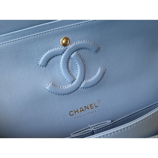 Replica Borsa con patta classica A1112 Hardware in oro blu