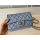 Replica Borsa con patta classica A1113 Hardware in argento blu