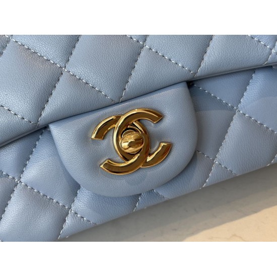 Replica Borsa con patta classica A1113 Hardware in argento blu