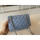 Replica Borsa con patta classica A1113 Hardware in argento blu