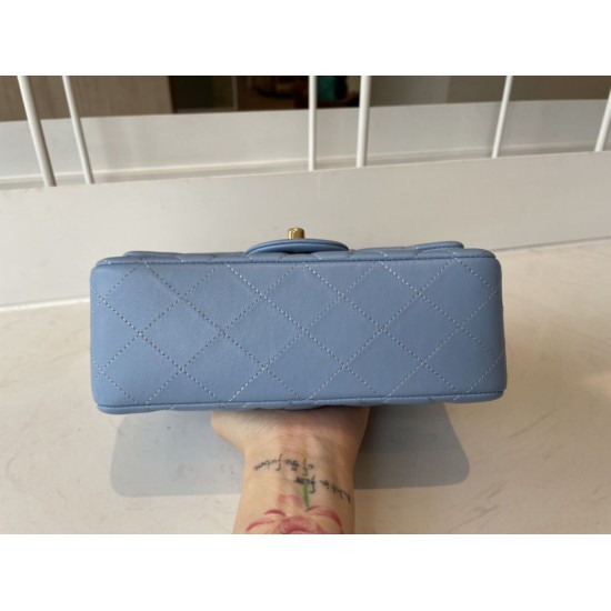 Replica Borsa con patta classica A1113 Hardware in argento blu