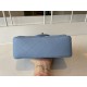 Replica Borsa con patta classica A1113 Hardware in argento blu