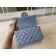 Replica Borsa con patta classica A1113 Hardware in argento blu