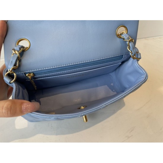 Replica Borsa con patta classica A1113 Hardware in argento blu