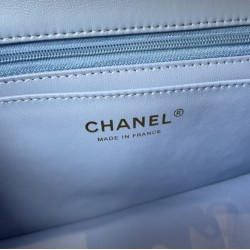 Replica Borsa con patta classica A1113 Hardware in argento blu