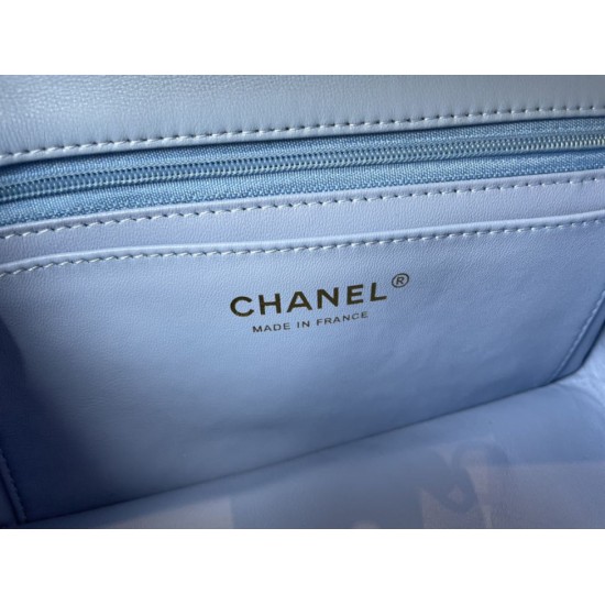 Replica Borsa con patta classica A1113 Hardware in argento blu