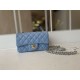 Replica Borsa con patta classica A1113 Hardware in argento blu