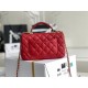 Replica Mini Borsa con Patta in Pelle di Vitello Granata con Manico Superiore AS2431 Rosso