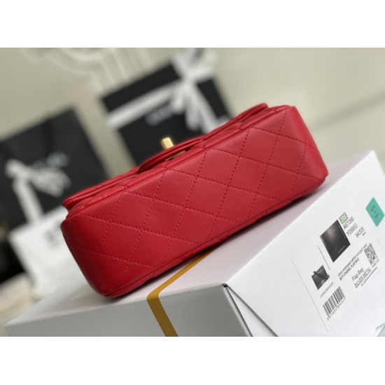 Replica Mini Borsa con Patta in Pelle di Vitello Granata con Manico Superiore AS2431 Rosso