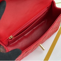 Replica Mini Borsa con Patta in Pelle di Vitello Granata con Manico Superiore AS2431 Rosso