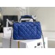 Replica Mini Borsa con Patta in Pelle di Vitello Granata con Manico Superiore AS2431 Blu Replica Mini Borsa con Patta in Pelle di Vitello Granata con Manico Superiore AS2431 Blu