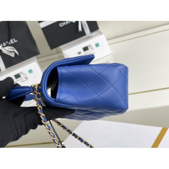 Replica Mini Borsa con Patta in Pelle di Vitello Granata con Manico Superiore AS2431 Blu Replica Mini Borsa con Patta in Pelle di Vitello Granata con Manico Superiore AS2431 Blu