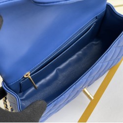 Replica Mini Borsa con Patta in Pelle di Vitello Granata con Manico Superiore AS2431 Blu