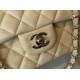Replica Borsa classica con patta A1112 Hardware in oro albicocca