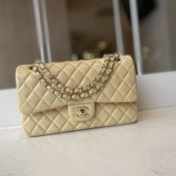 Replica Borsa classica con patta A1112 Hardware in oro albicocca