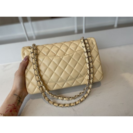 Replica Borsa classica con patta A1112 Hardware in oro albicocca