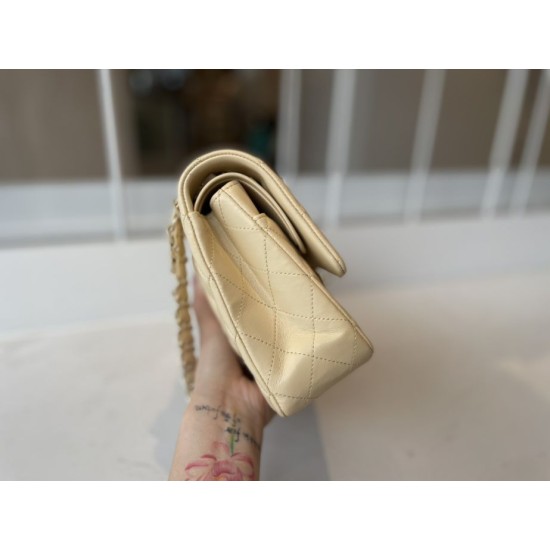 Replica Borsa classica con patta A1112 Hardware in oro albicocca