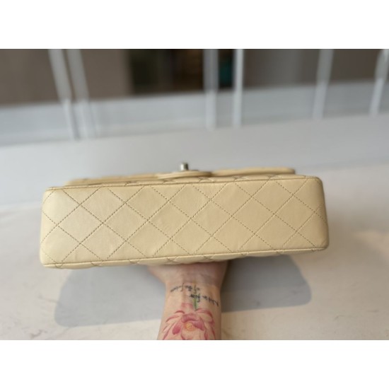 Replica Borsa classica con patta A1112 Hardware in oro albicocca