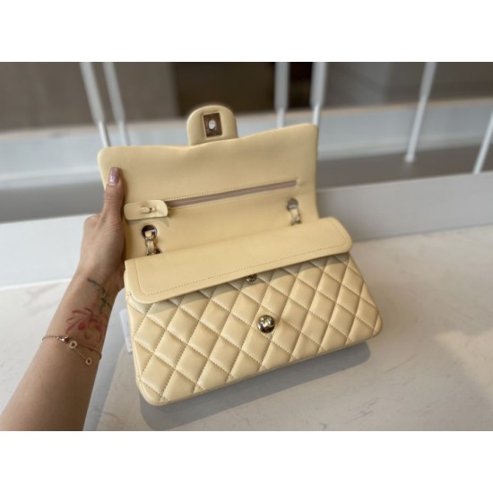 Replica Borsa classica con patta A1112 Hardware in oro albicocca