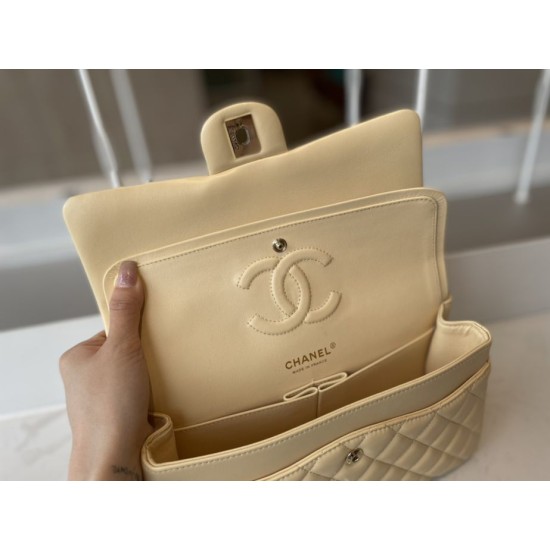 Replica Borsa classica con patta A1112 Hardware in oro albicocca