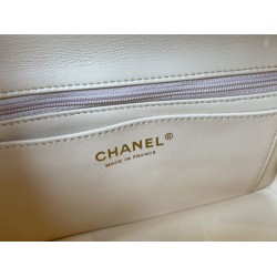 Replica Borsa classica con patta A1112 Hardware argento albicocca
