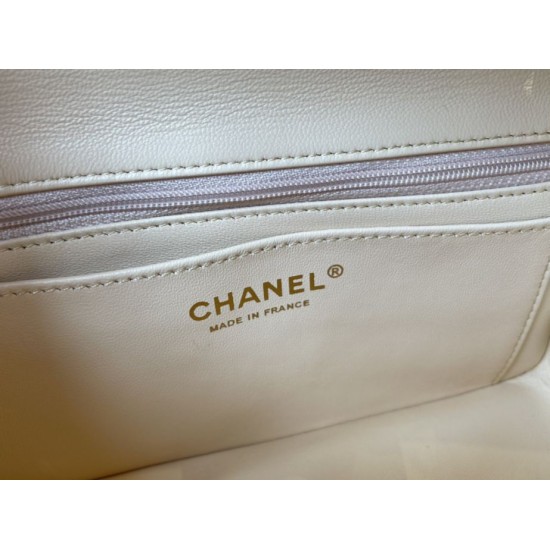 Replica Borsa classica con patta A1112 Hardware argento albicocca