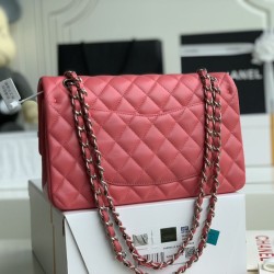 Replica Borsa classica con patta A1112 Hardware argento rosso chiaro