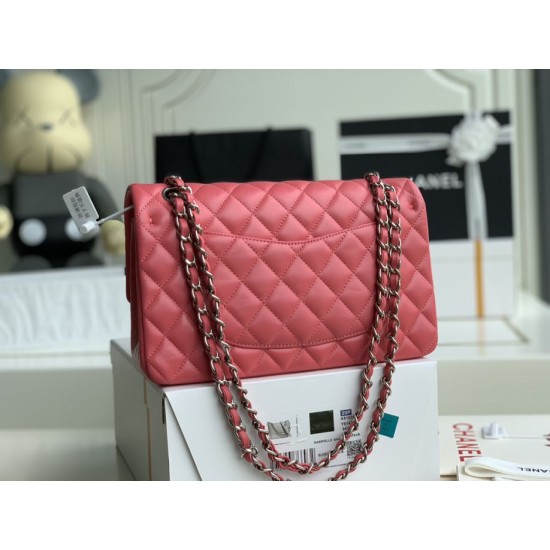 Replica Borsa classica con patta A1112 Hardware argento rosso chiaro