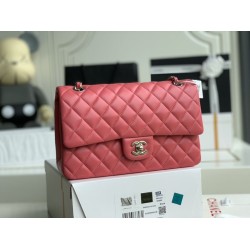 Replica Borsa classica con patta A1112 Hardware argento rosso chiaro