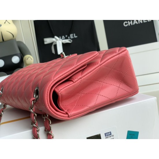 Replica Borsa classica con patta A1112 Hardware argento rosso chiaro