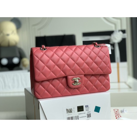 Replica Borsa classica con patta A1112 Hardware argento rosso chiaro