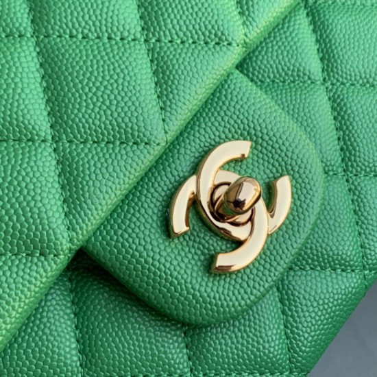 Replica Borsa classica con patta A1112 Hardware argento verde chiaro