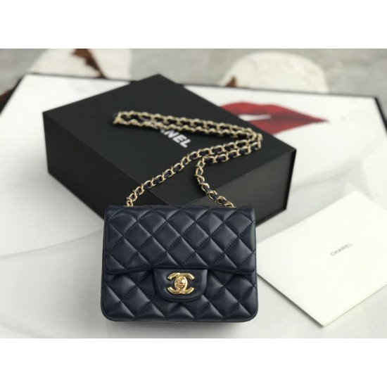 Replica Mini borsa a tracolla classica con patta A1115 Hardware nero argento