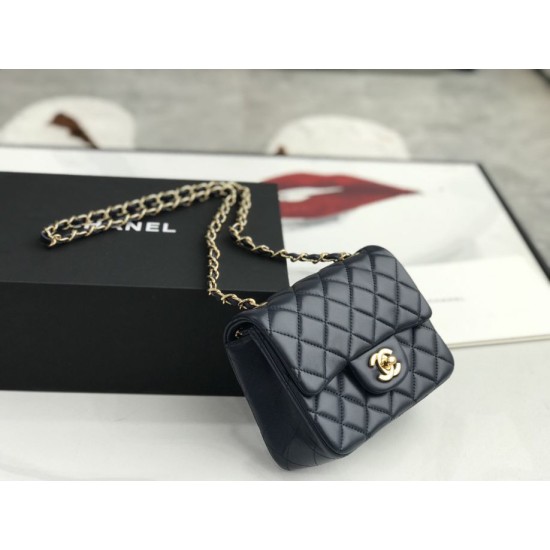 Replica Mini borsa a tracolla classica con patta A1115 Hardware nero argento